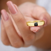 Originalni crni dijamant pasijans prsten za muškarce, 14k žuto zlato, US 9.00
