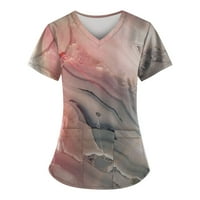 Tops Ženska Moda štampana radna uniforma sa džepnom majicom kratki rukav Top 3XL