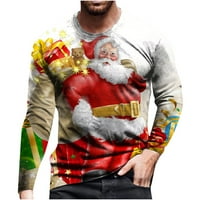 Majice za muškarce muške Casual Božićni luk-čvor 3d Digitalna štampa pulover okrugli vrat Dugi rukav bluza