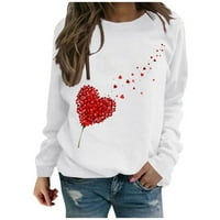 Prodaja Valentinovo majice za žene parovi modni Duks Valentine grafički Print Tops Dugi rukav T-Shirt