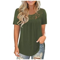 Yubnlvae majice za žene, ženska majica kratki rukav casual elegantne vrhunske košulje Žene Green