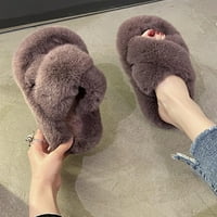 Oucaili ženska spavaća soba sa otvorenim remenom za kuću papuče Casual Fashion Fluffy Slides udobne zimske papuče