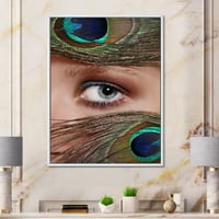 PROIZVODNJAK 'Peacock perje i oči' Bohemian & Eclectic Framed Canvas Wall Art Art Print