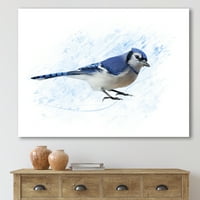 Drevna plava jay ptica slikanje platno Art Print