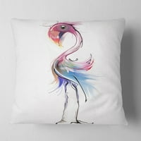 Designart Flamingo Illustration - jastuk za bacanje životinja-16x16