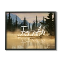 Stupell Industries Faith Calligrafy plutajuće jezero Vodena šuma Širovi Grafička umjetnost Crna UKLJUČENA