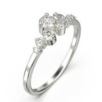 0,65ct okrugli dijamant Moissite Clasic prsten 10k bijeli zlatni vjenčani pojas