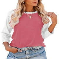 Neilla Žene Pulover Boja blok Tee majica ruhove vrhove Ladies meka bluza Raglan majica Pink XXL