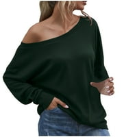 Bluze za žene srušeno casual plus veličine ženska modna casual čvrsta vrha majica s dugim rukavima zelena s