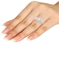 1CT TDW Diamond 10k bijeli zlatni dvostruki halo tri kamenog zaručničkog prstena