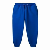 Grianlook ženske pantalone jednobojne harem pantalone atletske trenirke visokog struka elastičnog struka dame labavog kroja flisa vrećaste ravne noge plave 2XL