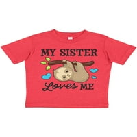 Inktastic moja sestra me voli sa lenjost i srca poklon dječak ili djevojčica T-Shirt