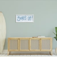 Stupell Industries Surfova up Nautička plaža fraza meka plava tipografija grafička Umjetnost bijeli uokvireni