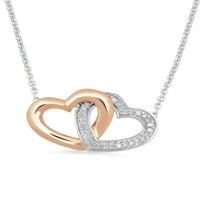 Hallmark dijamanti Sterling Silver sa 14k ružičastim zlatnim privjeskom sa dvostrukim srcem