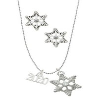 Delight nakit Silvertone horizontalna godina srebrni ton pahuljica ogrlica i naušnice