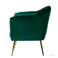 Velvet Accent stolica, moderna tapacirana fotelja sa ergonomskim naslonom i zlatnim metalnim nogama bočne