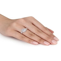 1-karatni T. G. W. stvorio bijeli safir i karatni T. W. dijamant 10kt oreol zaručnički prsten od bijelog
