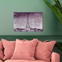 Wynwood Studio Gradovi i Skylines Wall Art Platnene printova 'Eiffel Glitter Plum' Početna Décor, 24 16