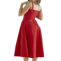 Diconna ženska ljetna dugačka maxi haljina bez rukava zavoja bez rukava A-line elegantne haljine za koktel noćni klub plaža crvena s
