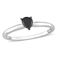 Carat T. W. Crni Dijamant 14kt suza od bijelog zlata Crni Rodijumski pasijans zaručnički prsten