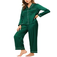 Jedinstvene ponude Ženska loungewear sa dugim rukavima i hlače Satenske setove za spavanje