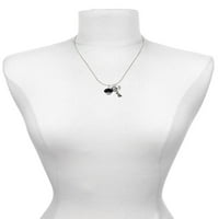 Delight Jewelry Silvertone Black Faceted Glass Spinner-ogrlica sa šarmom Za Ljubav i bravu, 18 +1