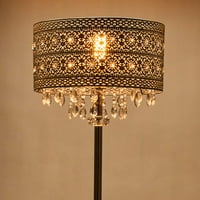 Bestco 63 Kristalna stojeća lampa w boemska rezbarena nijansa i srebrna završna obrada za dom više
