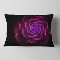 Dizajnerska fraktalna ljubičasta ruža u tamnom - cvjetnom jastuku za bacanje - 12x20