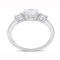 3-Carat T. G. W. stvorio bijeli safir i dijamant-Accent 10kt bijeli Zlatni trostrani zaručnički prsten