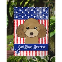 Carolines blaga BB2186GF Bog Bless Američka zastava sa čokoladom smeđim pudlicama zastava Vrtne veličine male, višebojne