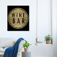 Wynwood Studio Piće i duhovi Zidno umjetnosti Platno otiska 'Vintage Winebar Gold' Vino - zlato, crno