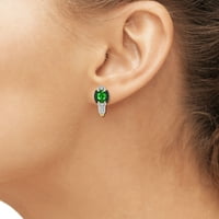 Carat t.g.w. Chrome diopside i crno-bijeli dijamantni naglasak 14K zlato iznad srebrnog trodijelnog set