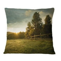 Designart prekrasan Izlazak sunca na farmi - pejzažni štampani jastuk za bacanje - 16x16