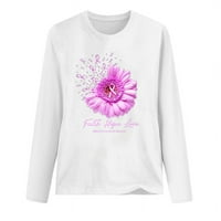 Zkozptok ženske Casual majice Plus Veličina grafički Print grudi Casual Dugi rukav Duks pulover vrhovi, bijeli, XL