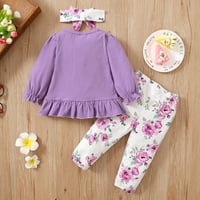 Bear Newborn Girls Outfits Meseci Djevojke Jesen Zimska odjeća Cvjetni luk dugih rukava majice hlače Trake