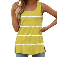 Ženske košulje Žuti ženski kvadratni vrat Flowy Tank Top za ljeto sa slobodnim Krojem i Casual stilom