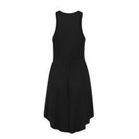 Ljetne haljine trendi bez rukava čvrsta Moda iznad koljena haljina za sunce ljetna haljina sa V-izrezom Crna m