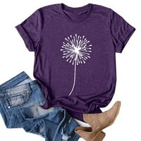 Zapadni Tshirts Shirts for Women Sunflowert Shirts Crewneck kratki rukav Loose Fit Casual Shirts Tee Purple 3XL