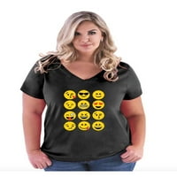 MMF - Ženska majica plus veličine V-izrez, do veličine - Emoji grupa