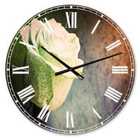 Designart' lijepa Bijela obojena ruža ' tradicionalni zidni sat