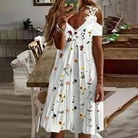 Tkinga moda Žene Ljeto Ležerne prilike seksi cvjetne tiskane haljine s kratkim rukavima V-izrez Midi čipke