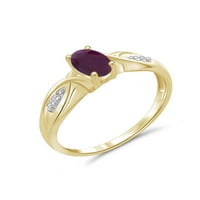 0. Carat t.g.w. Ruby Gemstone i akcent bijeli dijamantski ženski prsten