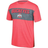 Muška Heathered Scarlet Ohio State Buckeyes boja blok polje kuća T-Shirt