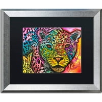Zaštitni znak Likovna umjetnost Leopard Umjetnost platna Dean Russo, crni mat, srebrni okvir