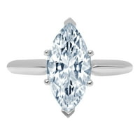 2. ct briljantna Markiza izrezana jasno simulirani dijamant 18k pasijans od bijelog zlata prsten SZ 5