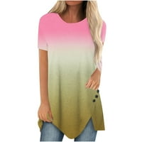SMihono prodaja Midi majice za žene seksi V vrat dugme nepravilan Hem prorez kratki rukav Moda dame pulover