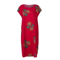 Ljetne haljine za žene plaža Boho bez rukava Vintage Cvjetni Flowy džepni Tshirt Tank Sundresses, Shift