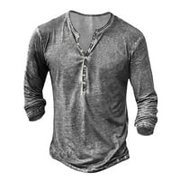 Muška ljetna modna casual pričvršćen 3D digitalni ispis majica s dugim rukavima Top muškarci T majice siva l