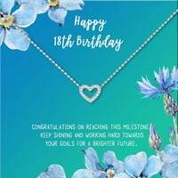 Anavia Happy 18th Birthday Gifts Nerđajući čelik modna ogrlica rođendanska čestitka nakit poklon za devojku, rođendanski poklon za ćerku - [Srebrna Mini kristalno srce, svetlo plava poklon kartica]