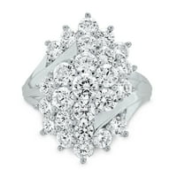 Sjajno srebrni simulirani bijeli dijamantni koktel prsten od finog nakita